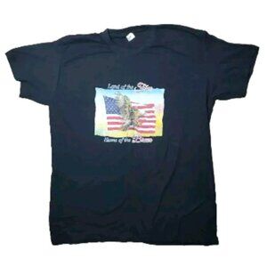 Patriotic Bald Eagle American Flag Graphic T-Shirt Large 100% Cotton Black